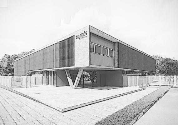 Proyecto de la nueva sede de la Fundación Soymás en La Pintana. Proyecto en asociación con CHEB arquitectos y Pablo Schuster.