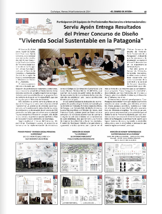 Entrega de resultados de concurso 'Vivienda Social Patagonia Sustentable'. B+V obtuvo el primer lugar.