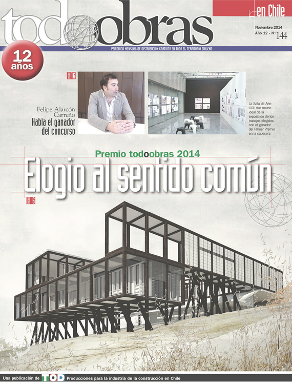 Publicación de los resultados del concurso 'Premio TodoObras 2014'. B+V junto con PROARQUITECTURA obtuvieron el 3° Lugar.