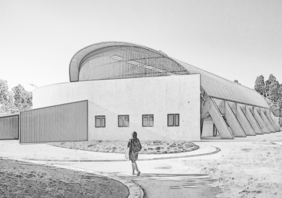 Proyecto de rehabilitación y recuperación del Gimnasio Municipal de Puchuncaví. La obra quedó con obra gruesa ejecutada en la licitación original.