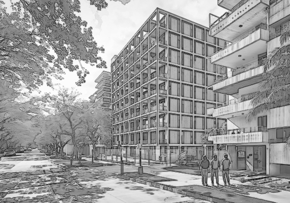 Cabida para edificio residencial en Providencia, realizada junto a Juan Francisco Ossa (Ossa Arquitectura).